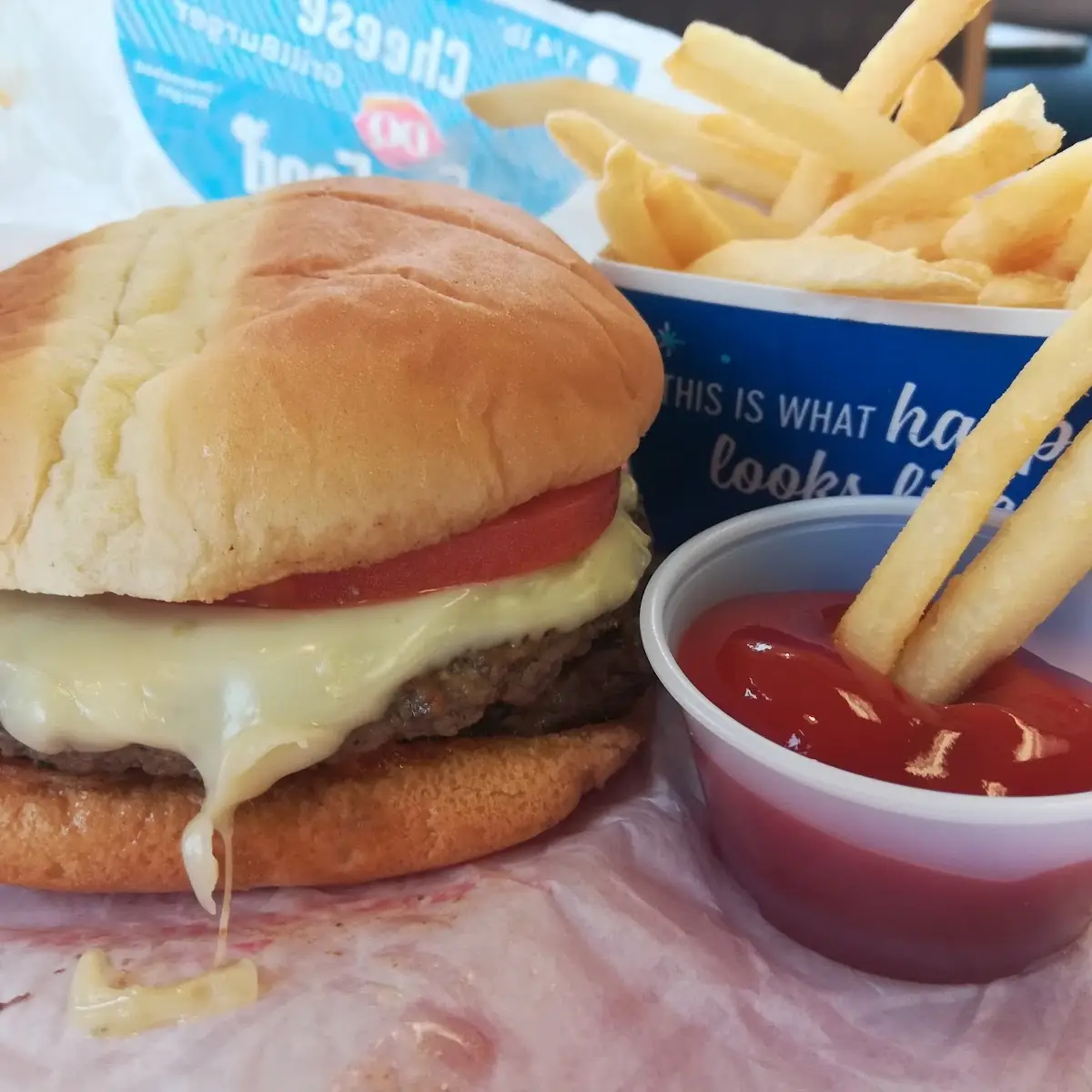 Flamethrower Burger and Fries