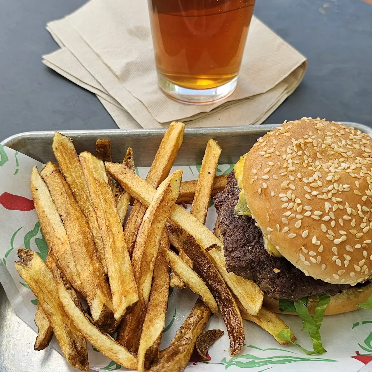 Green Chili Hamburger and Fries