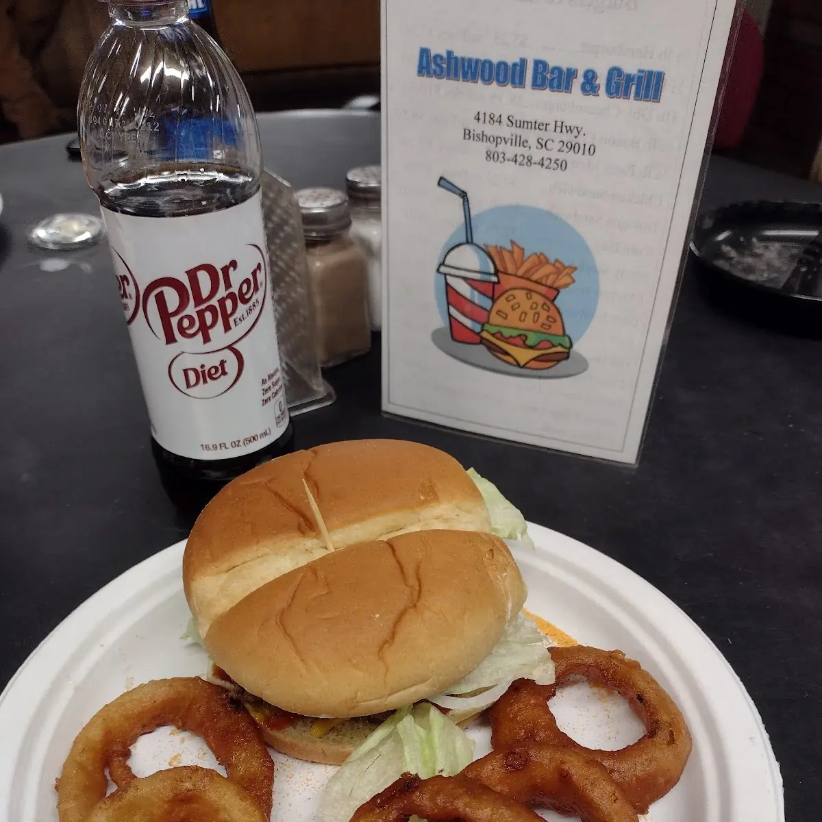 Cheese Burger with Onion Rings