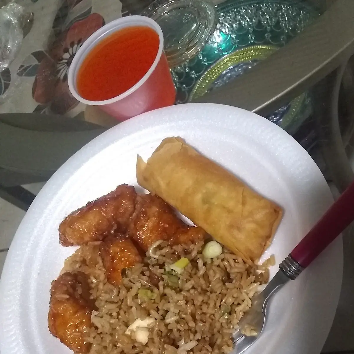 Sesame Chicken and Vegetable Spring Roll