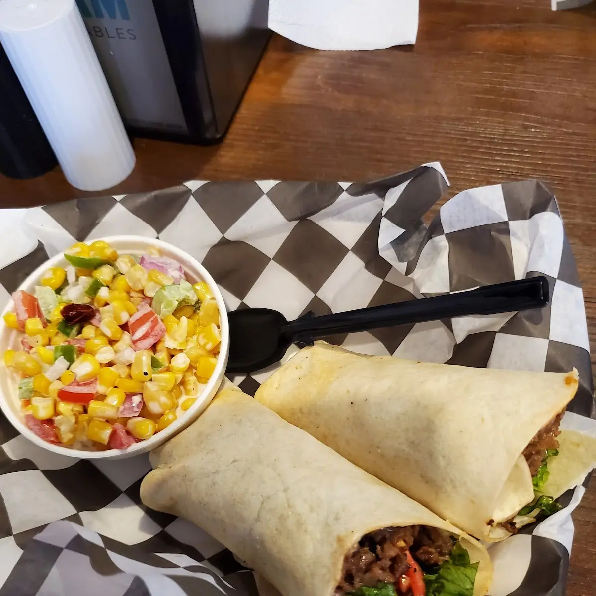 Philly Steak Wrap and Corn Salad