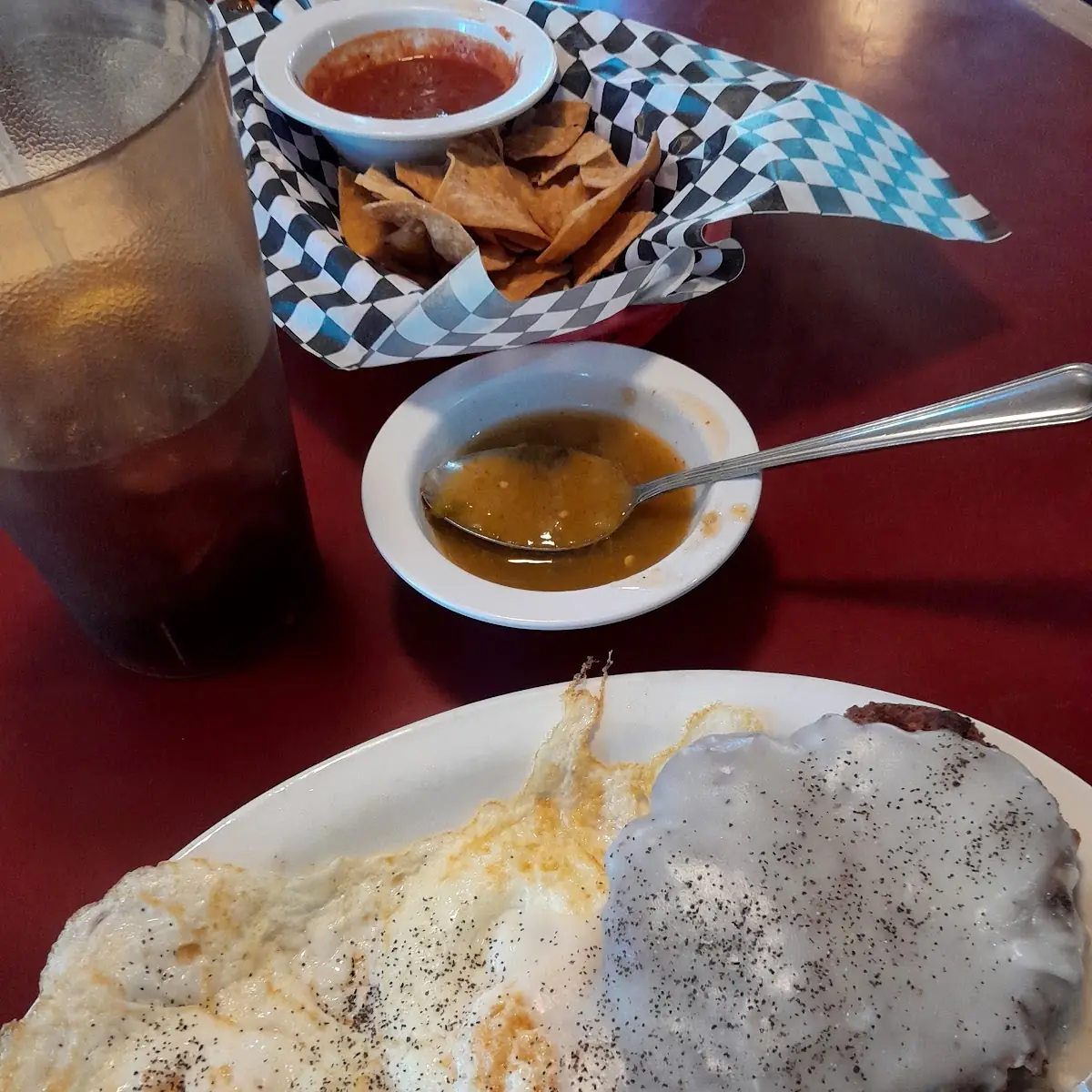Chicken Fried Steak and Egg Breakfast with a Safe Side Order of Green Chile