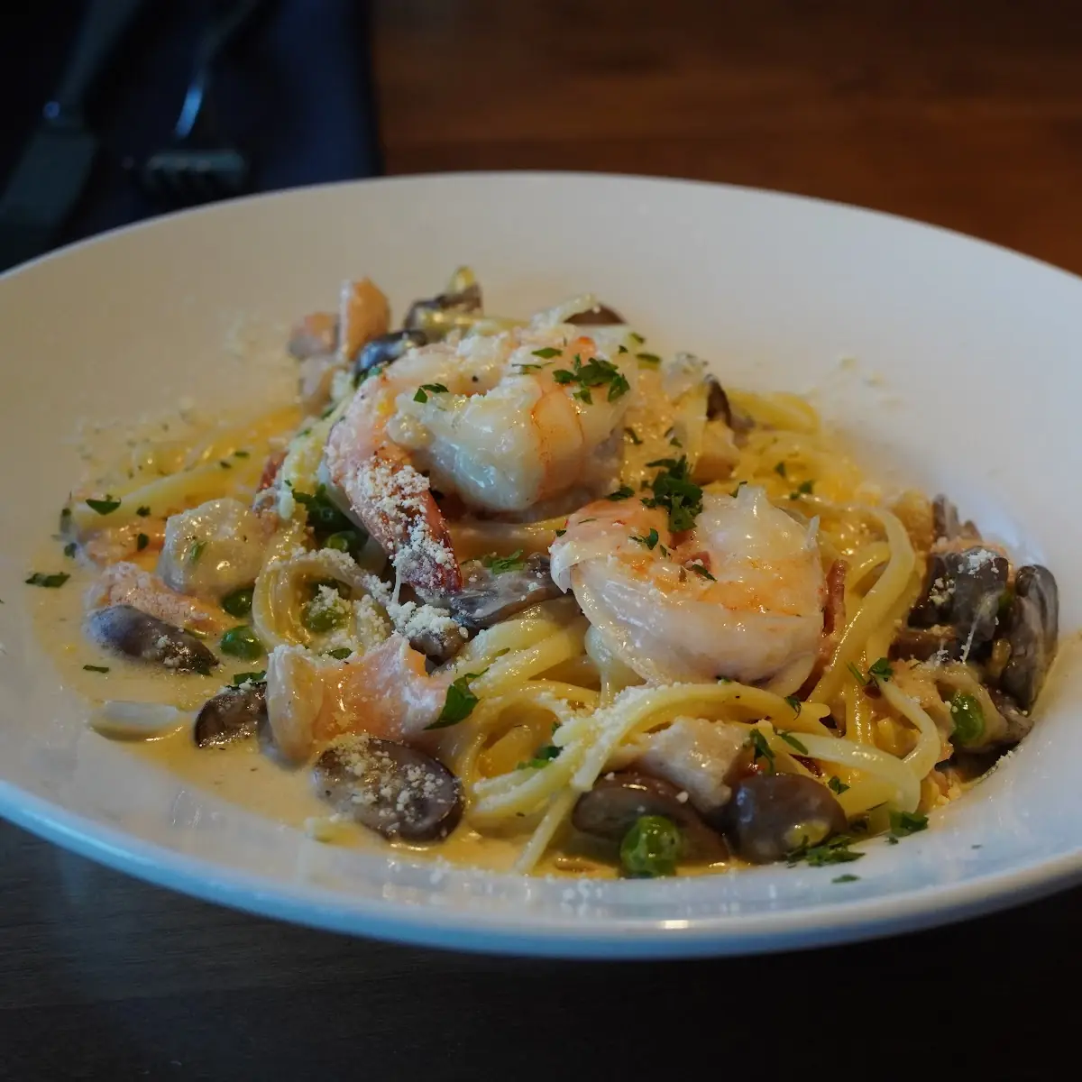 Seafood Carbonara Linguine, Pat Quinn's Restaurant & Bar