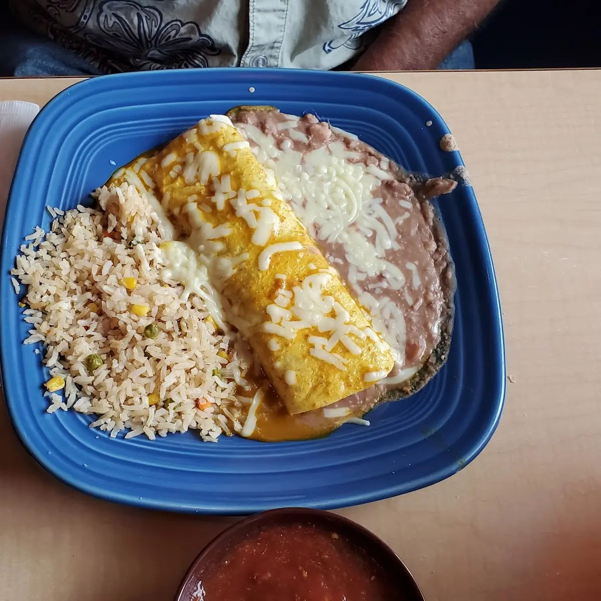 Kids One Enchilada Rice & Refried Beans