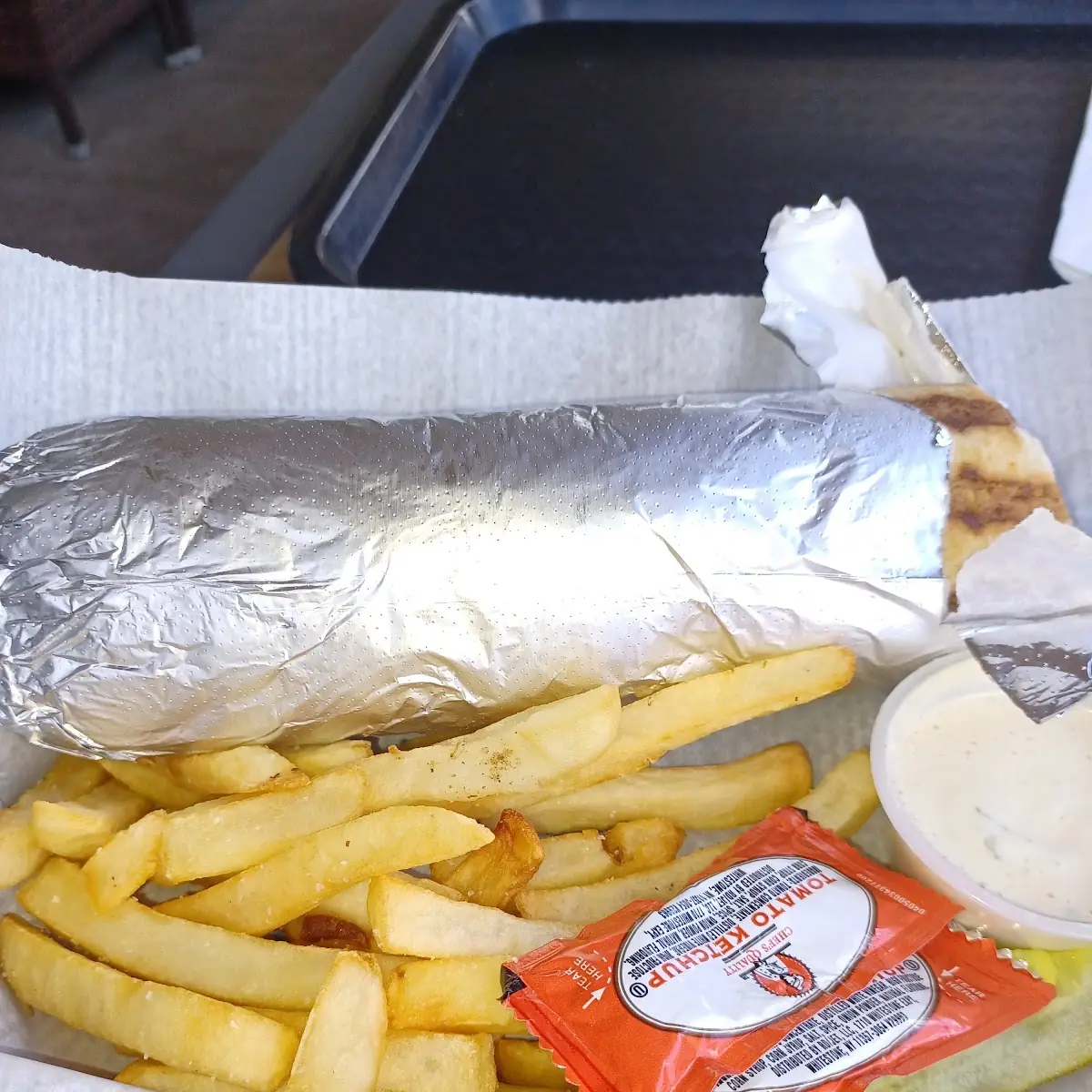 Falafel Sandwich and Fries