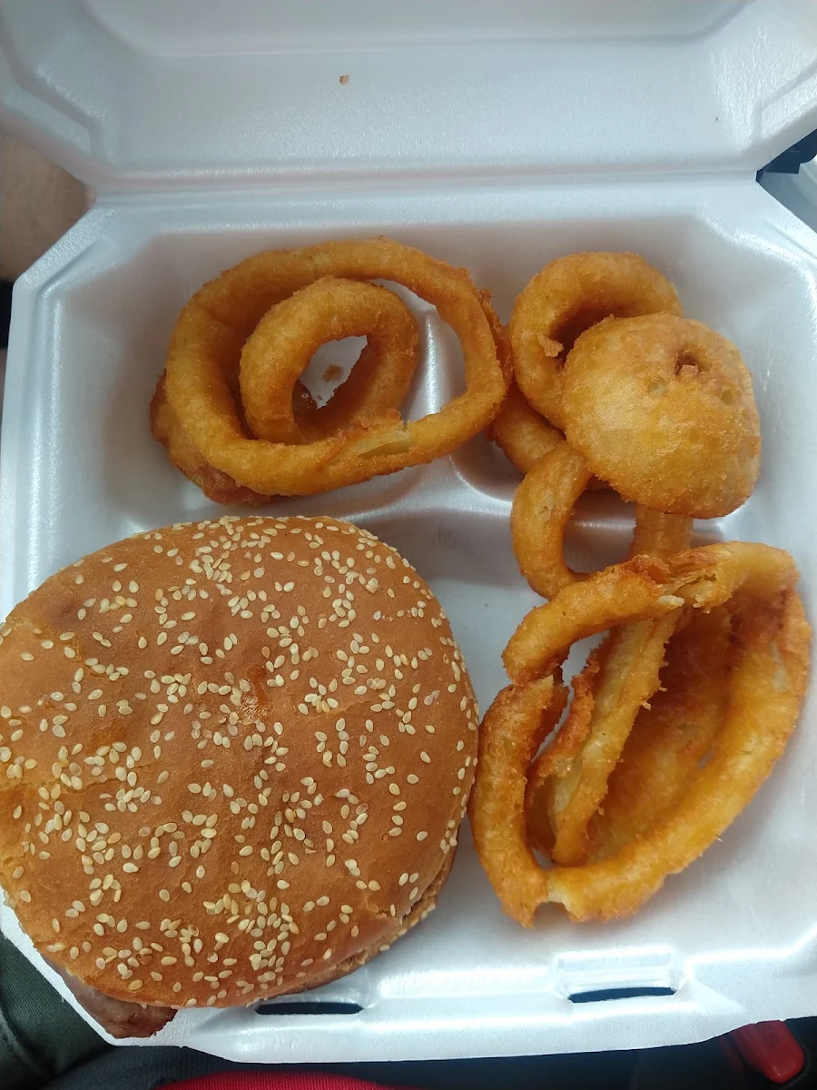 Roast Beef Sandwich Combo with Onion Ring Substituted for Fries