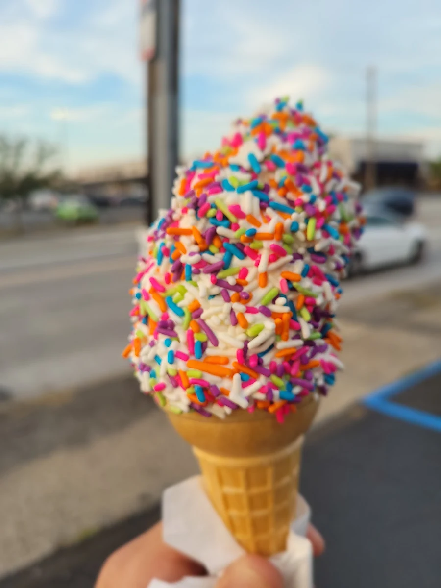 Vanilla Ice Cream Cone Rainbow Sprinkles
