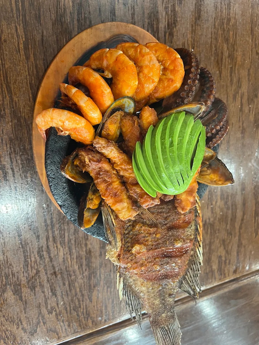 Mojarra Con Camarones Fried Fish with Shrimp