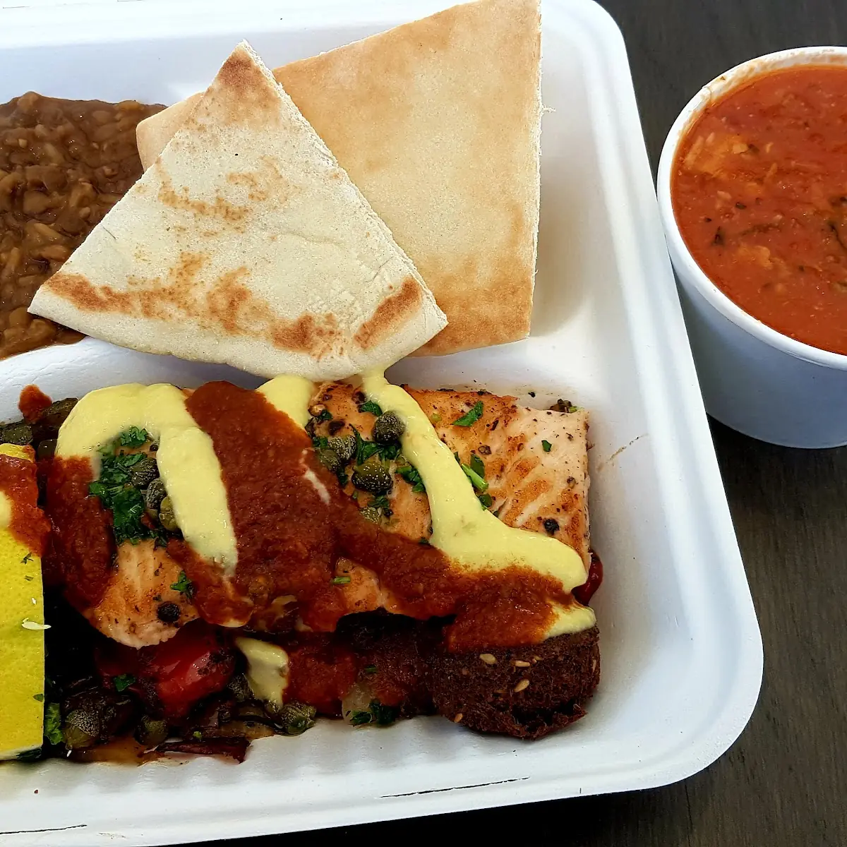 Salmon Platter with Seafood Soup