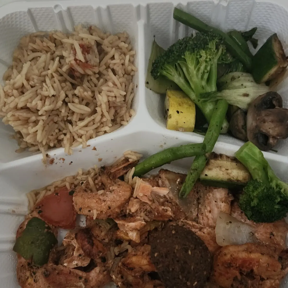 Seafood Platter with Rice and Vegetables