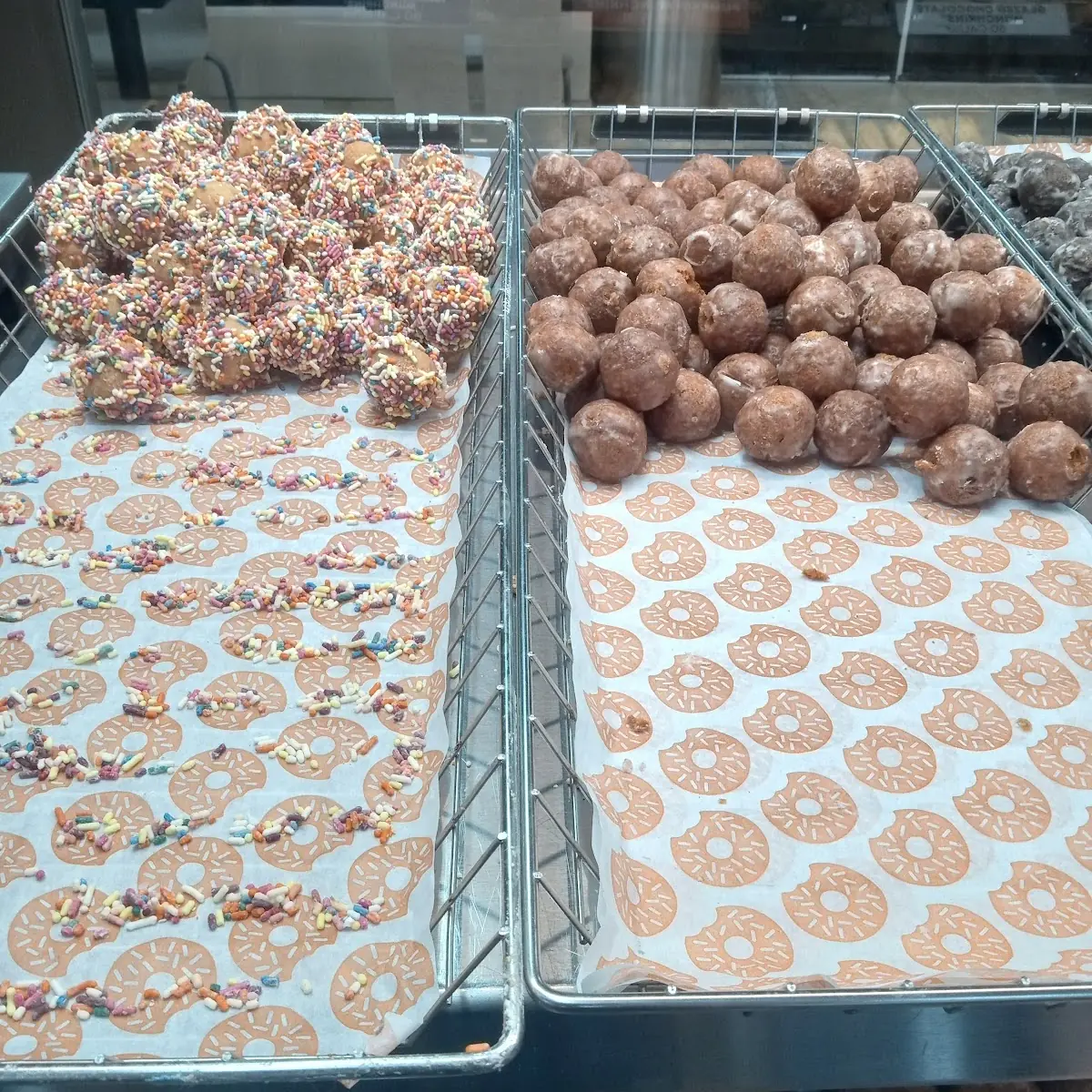 Glazed Munchkins with Sprinkles and Pumpkin Donuts
