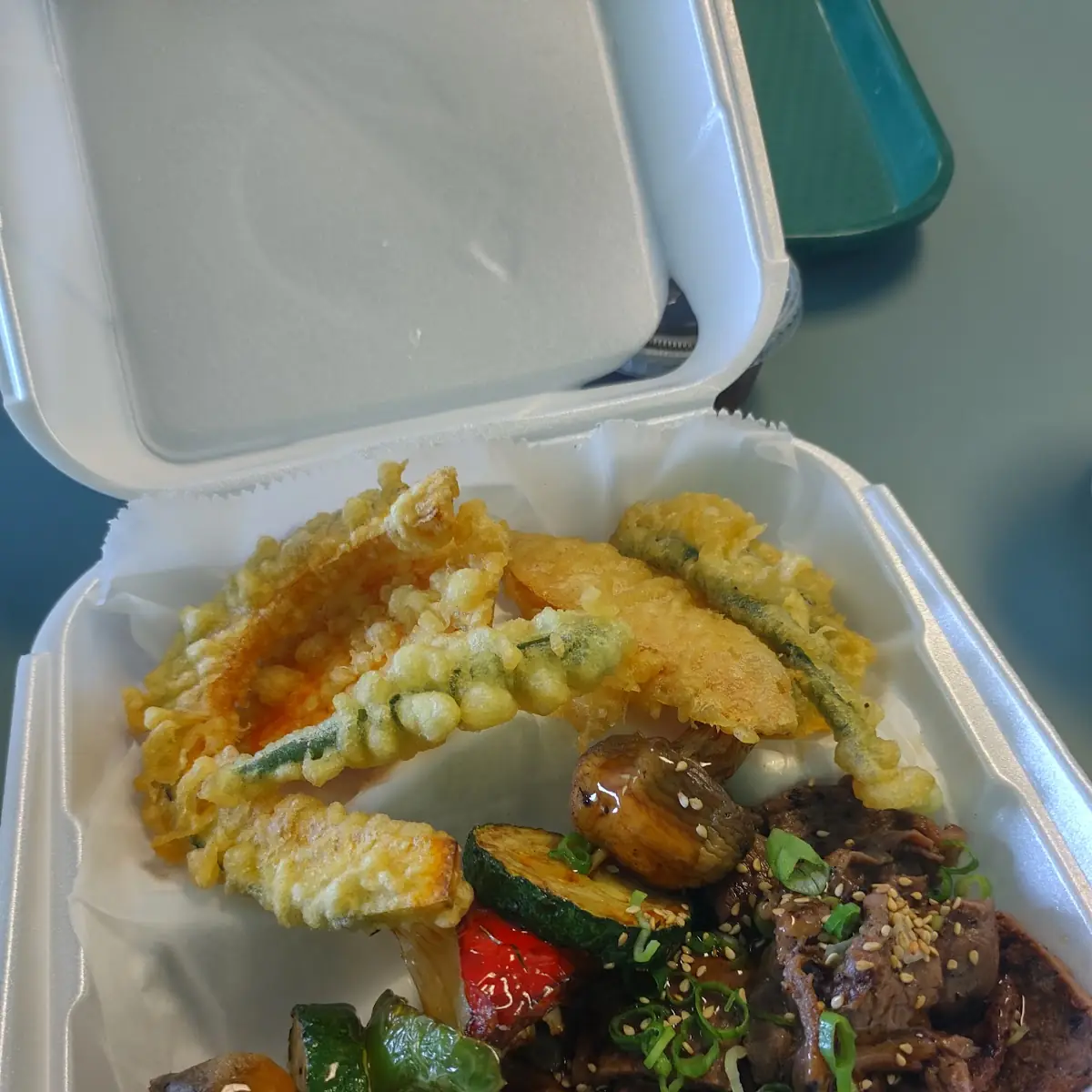 Beef with Grilled Veggies and Tempura