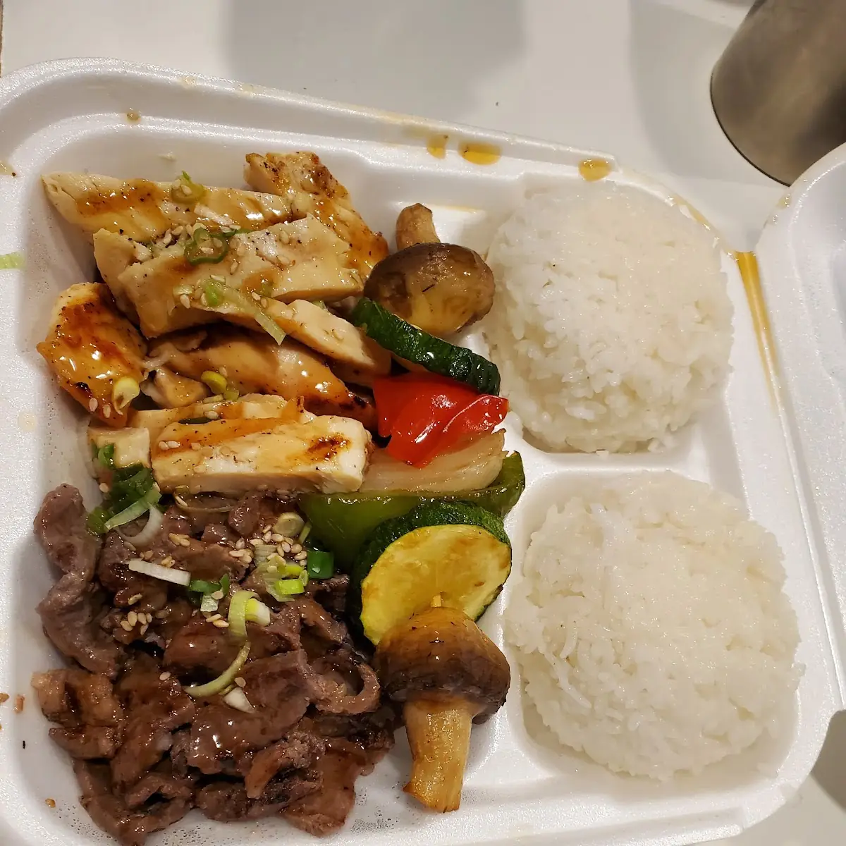 Chicken and Beef Teriyaki Combo with Steam Rice