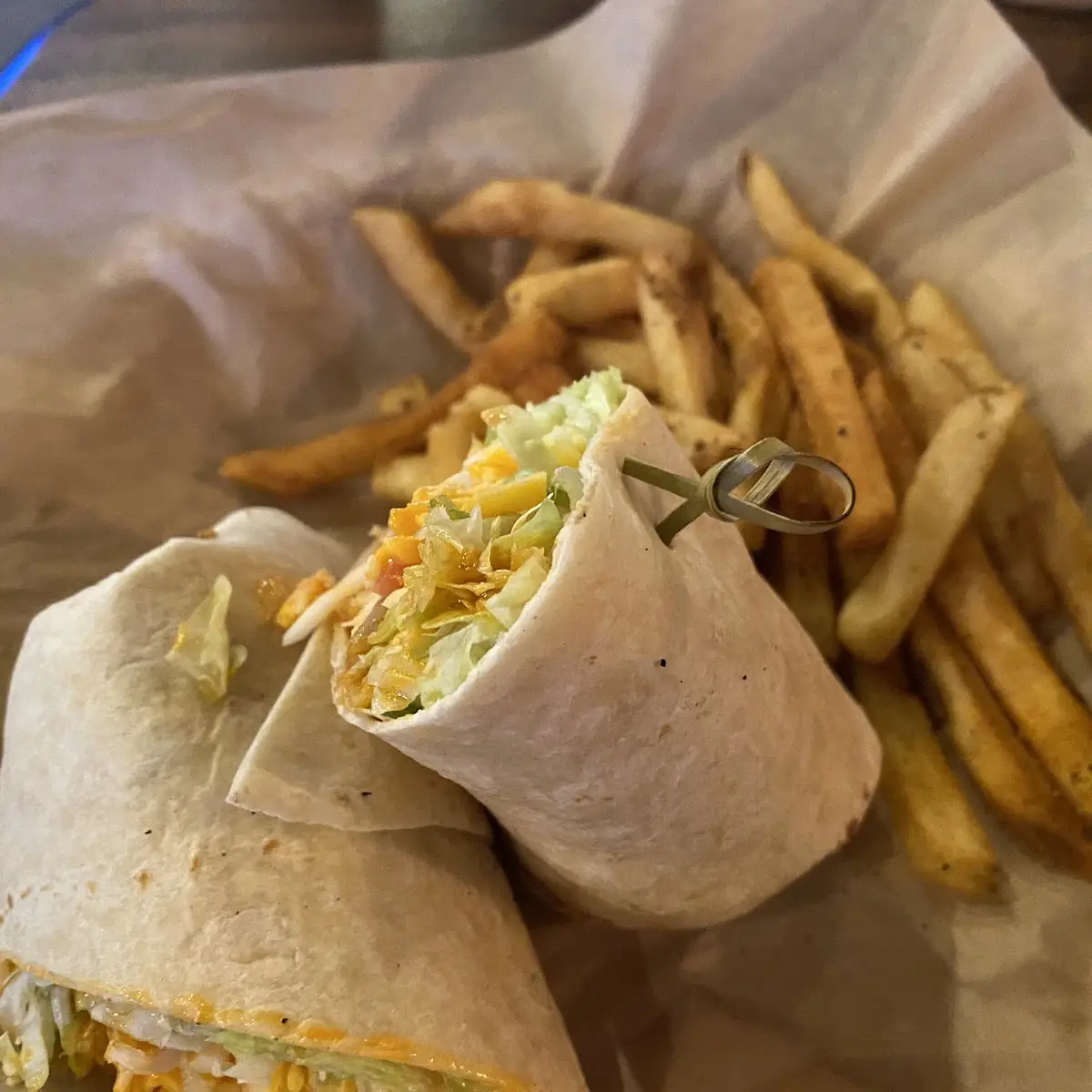 Chicken Wrap and Fries