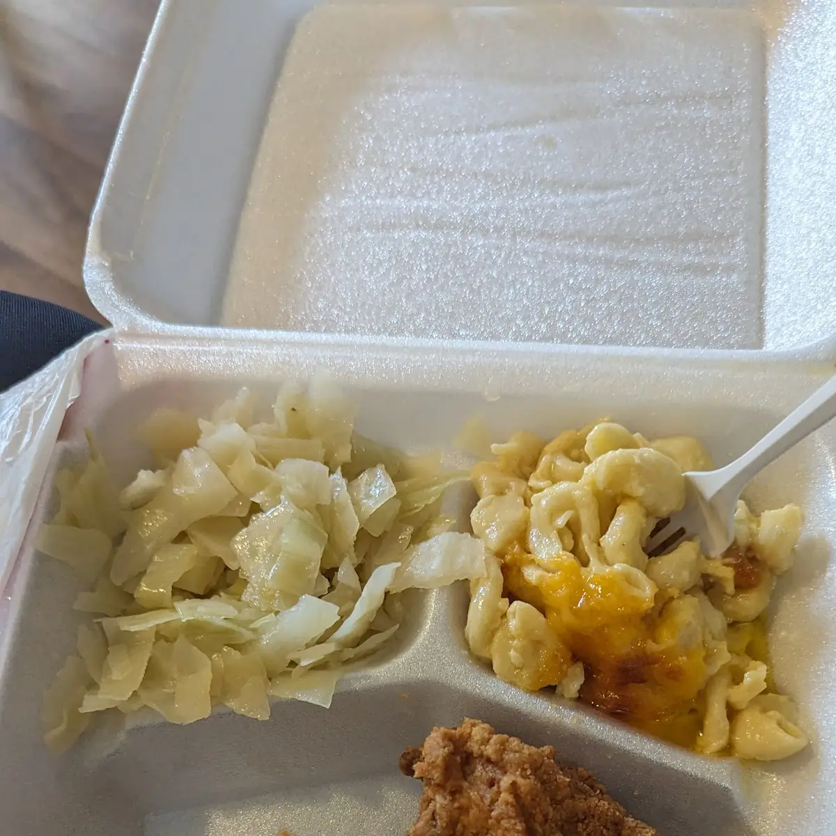 Chicken Dinner with Cabbage and Mac and Cheese