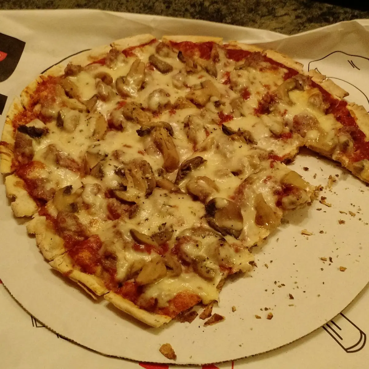 Cheese Sausage Mushroom with Extra Cheese Pizza