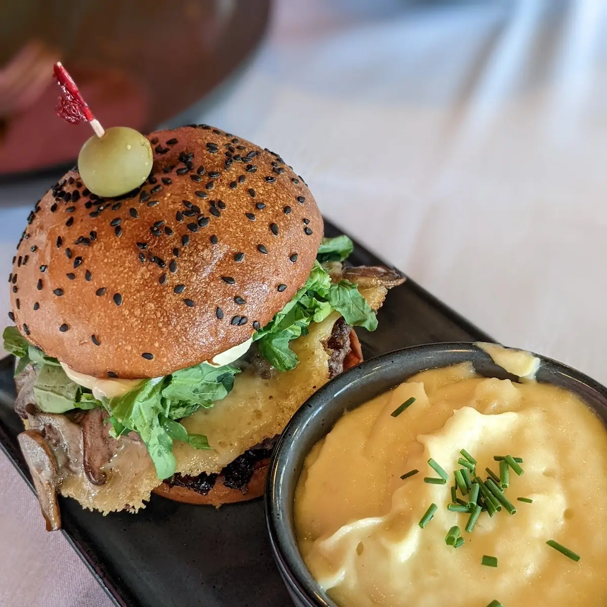 Massive Mushroom Burger with Mashed Potatoes