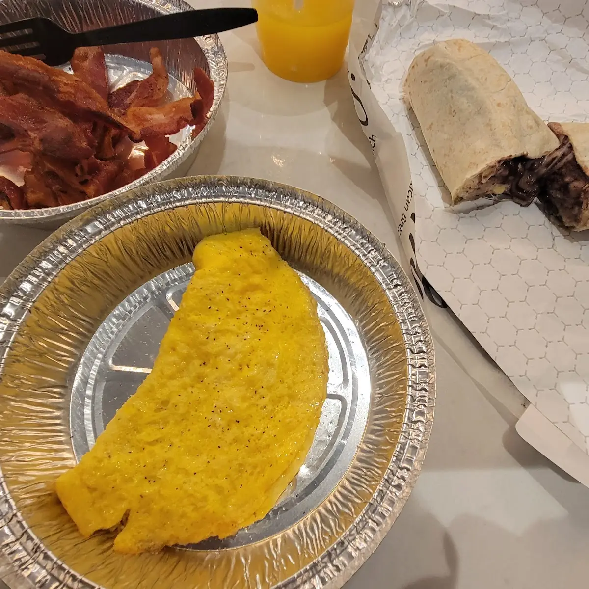 Bacon Scrambled Eggs and Burrito