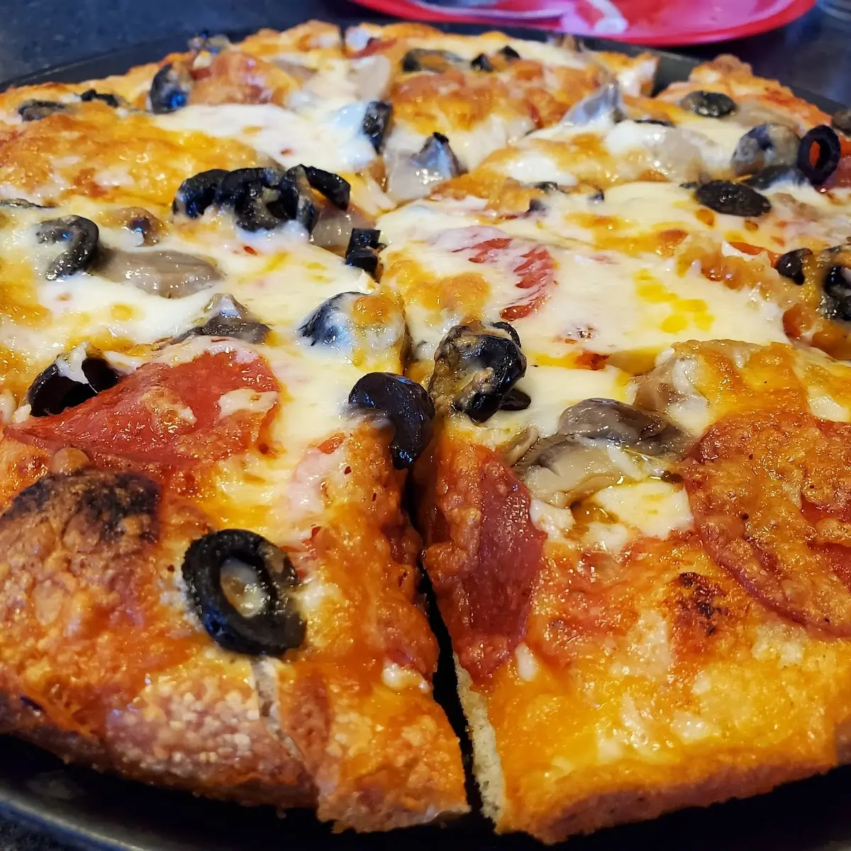 Pepperoni Mushrooms Olive Pizza