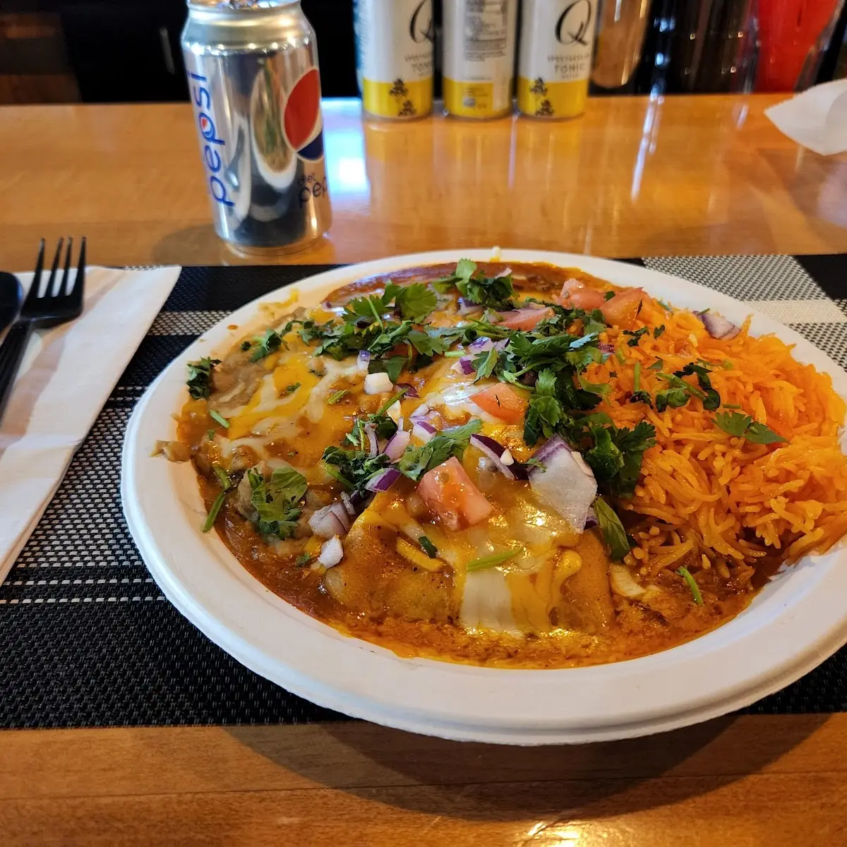 Enchilada w Rice and Beans