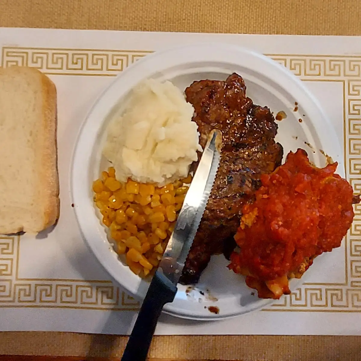 Steak Corn Mashed Potatoes and Sweet Potatoes