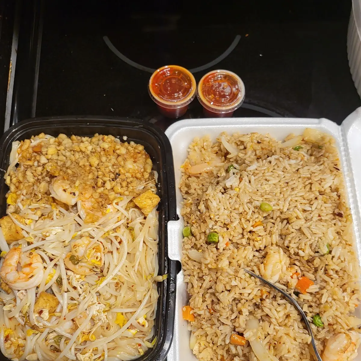 Pad Thai Shrimp and Shrimp Fried Rice