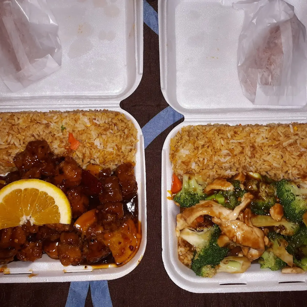 Orange Chicken and Chicken Broccoli