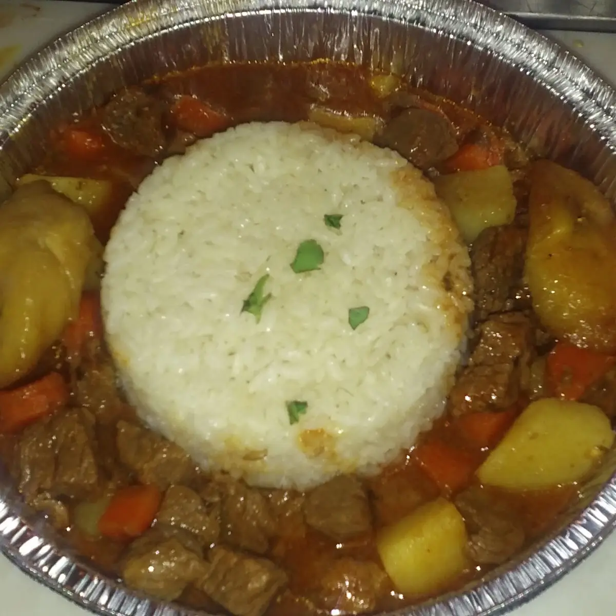 Arroz Blanco Con Carne Guisa