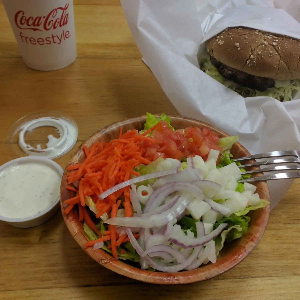 Portobello Mushroom Burger with Side Salad