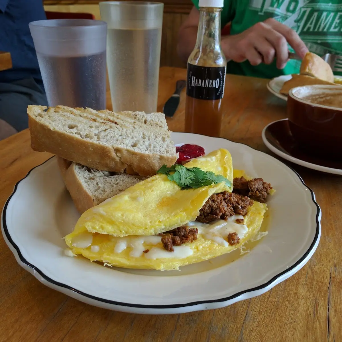 Pastrami Hash Scrambled Eggs Toast Jam