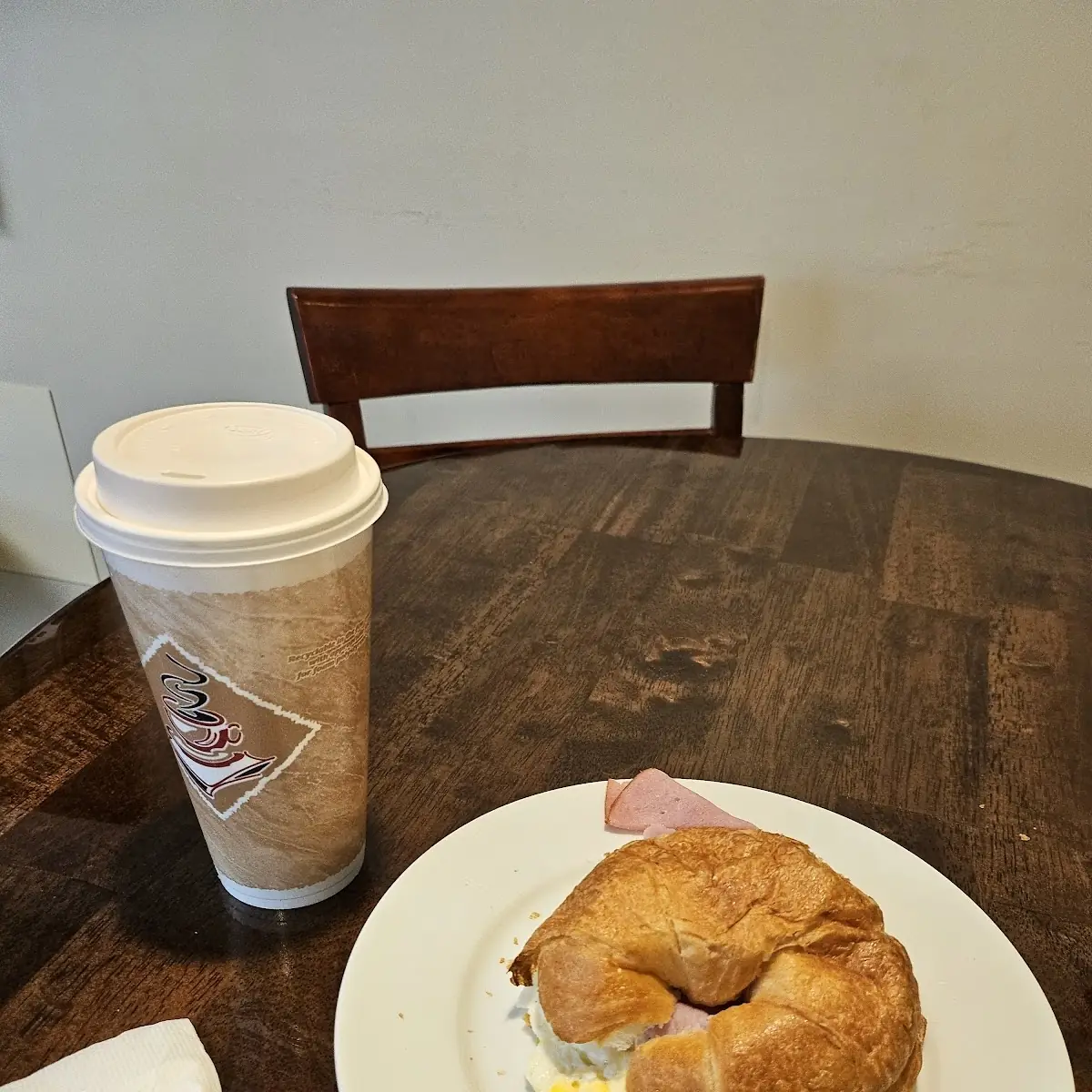 Peanut Butter Latte and Ham Egg Cheese Croissant