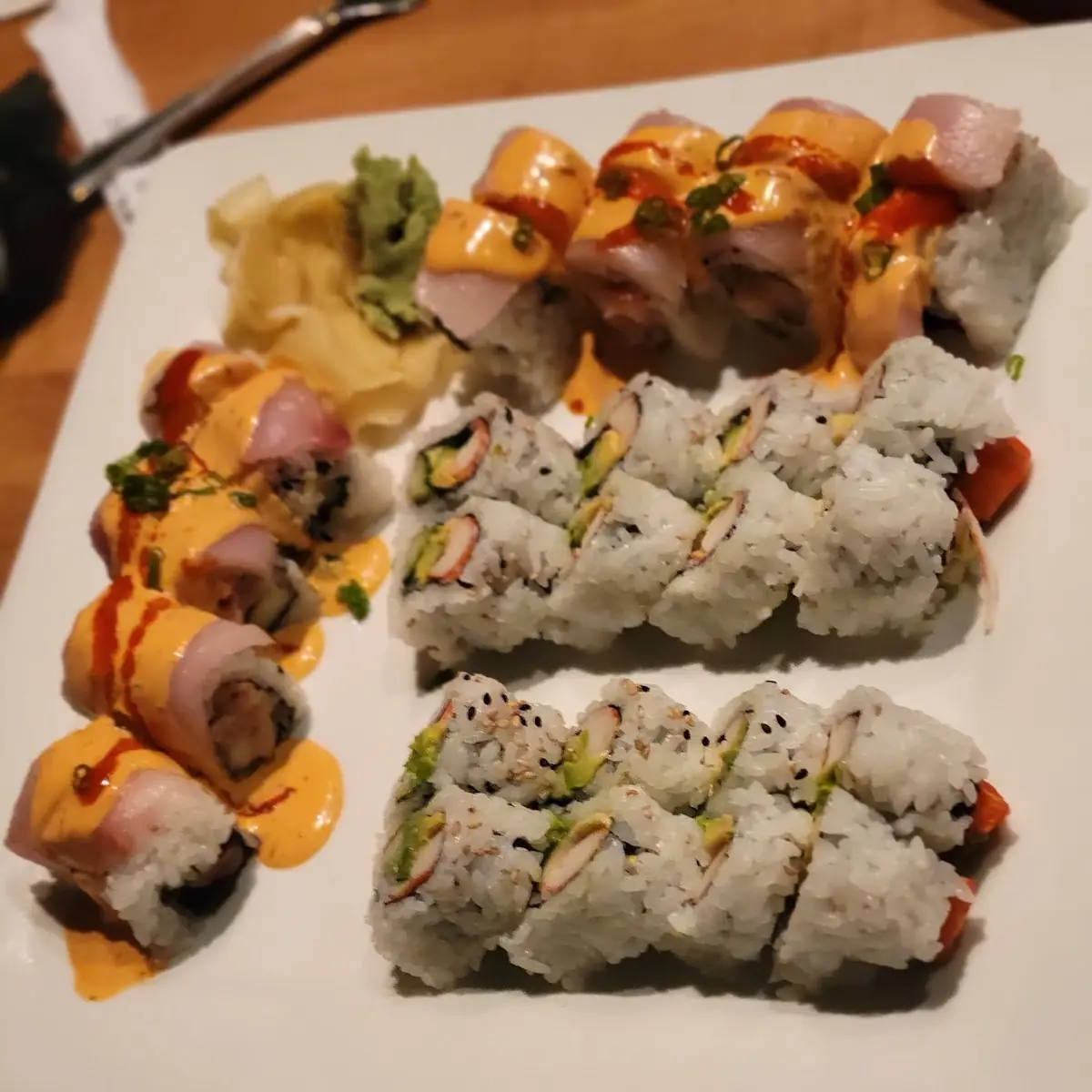 Salmon Sashimi and Philadelphia Rolls
