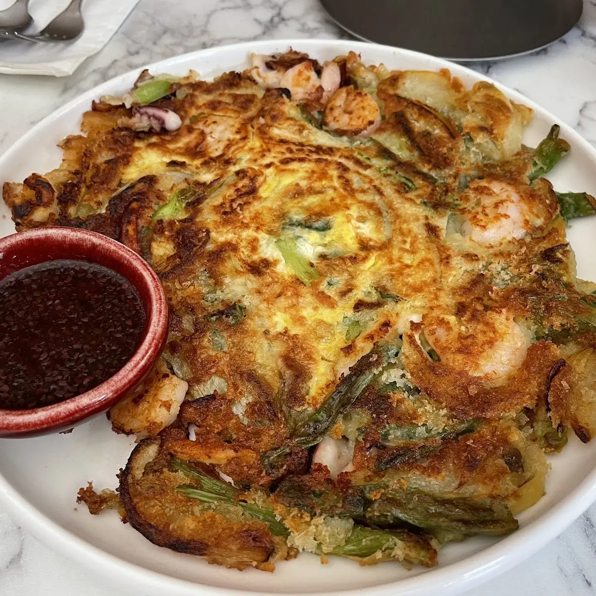 해물파전 seafood pancake, Comma