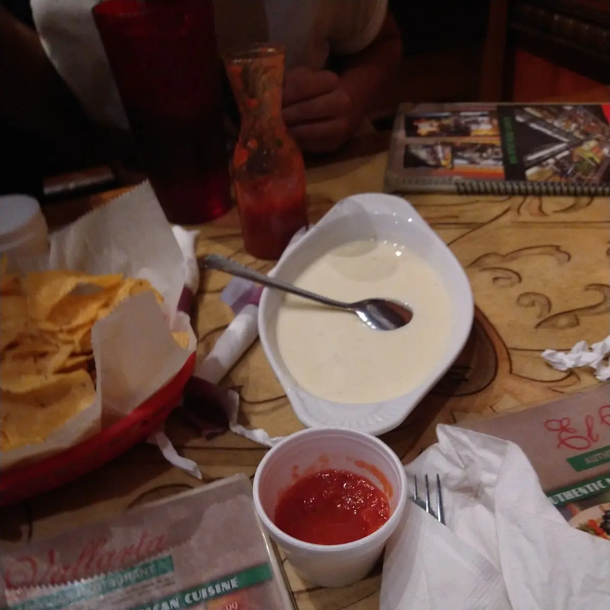 Chips Queso Dip and Salsa
