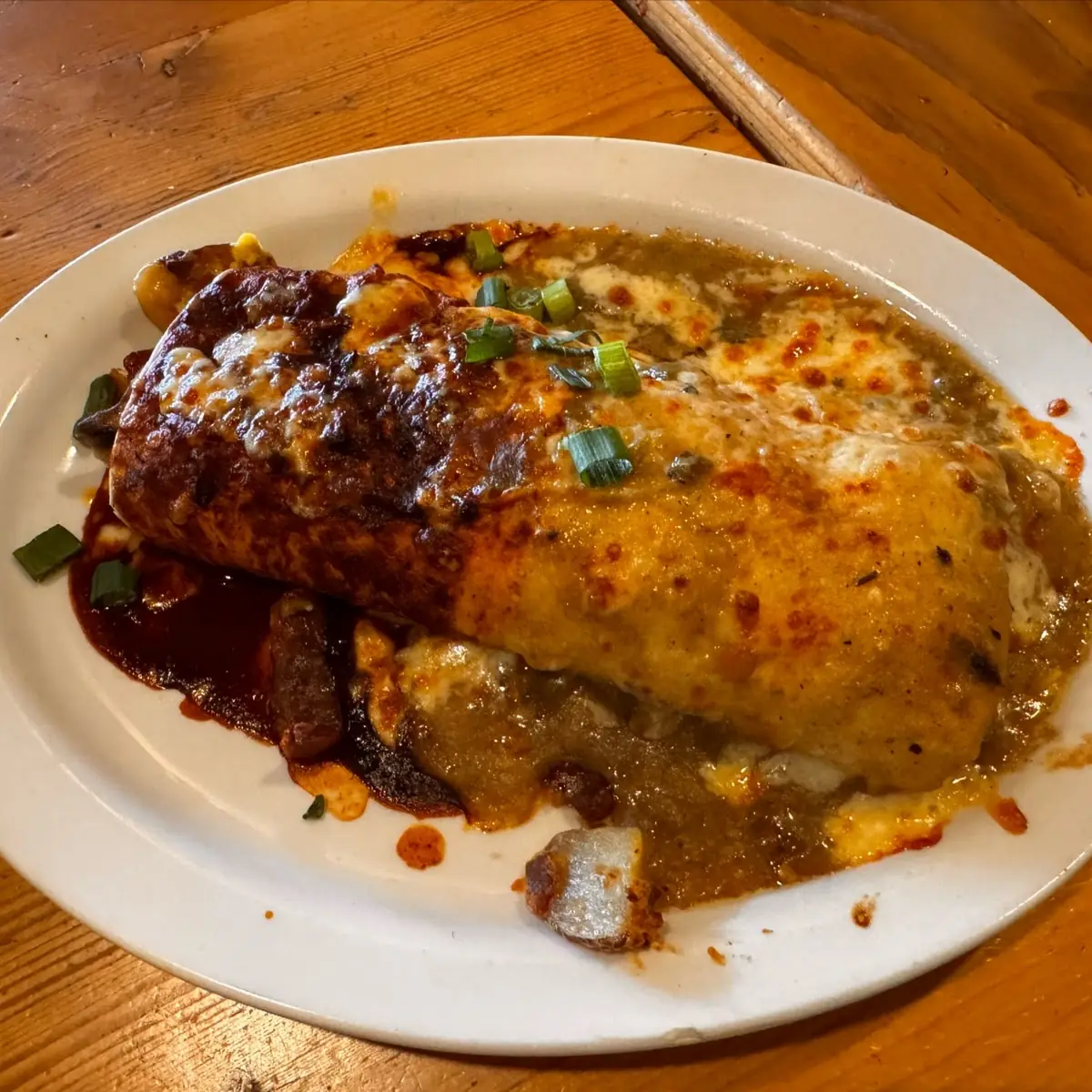 Breakfast Burrito Smothered with Green Chile