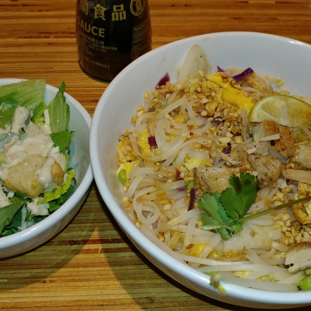 Chicken Pad Thai & Caesar Salas