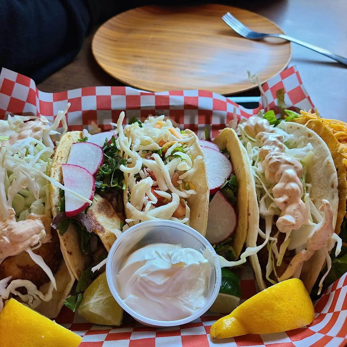 Fish Beef and Carnitas Tacos