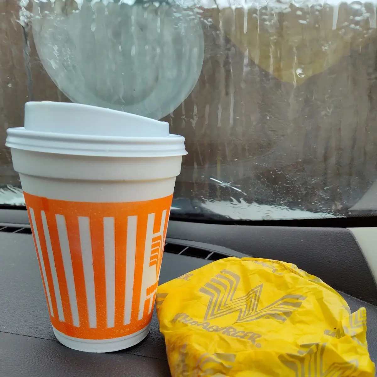 Coffee and Sausage Biscuit