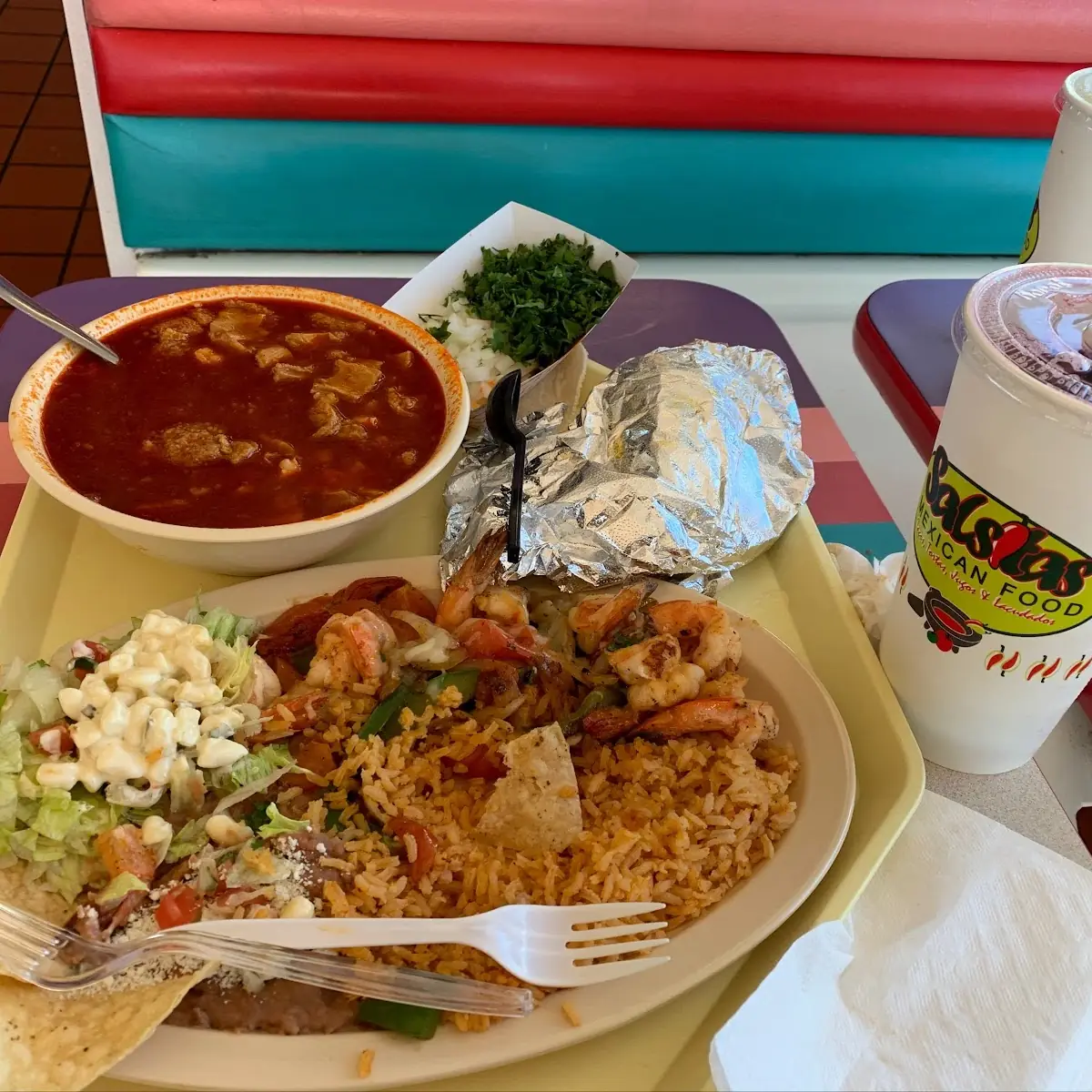 Menudo Soup and Shrimp Dish