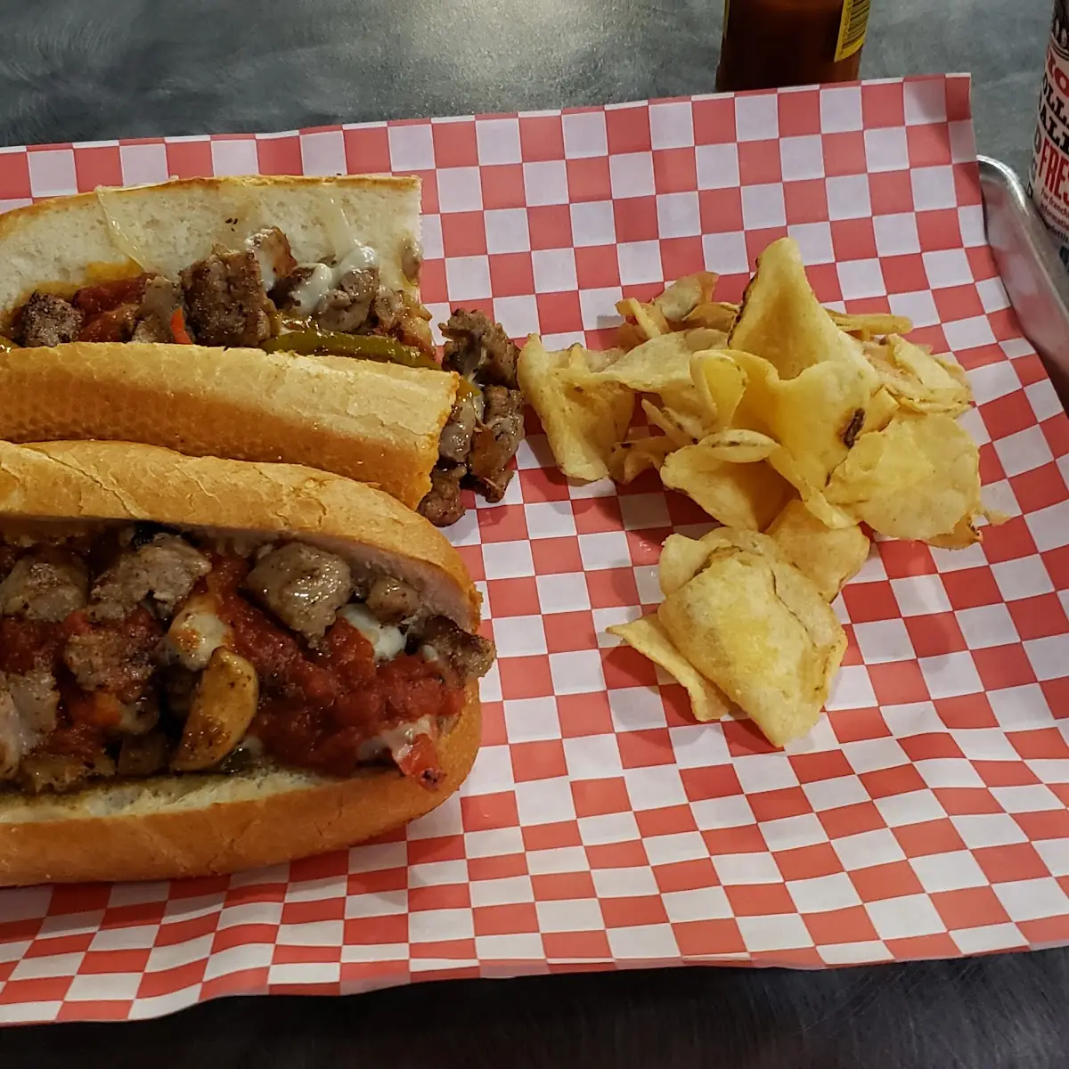 Italian Sausage Sandwich and Chips