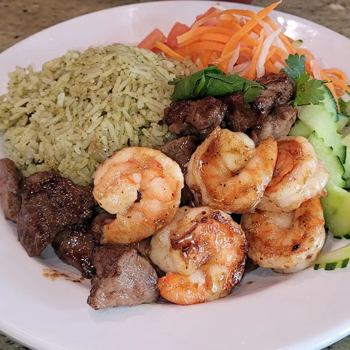 Shrimp and Steak Bowl with Cilantro Rice