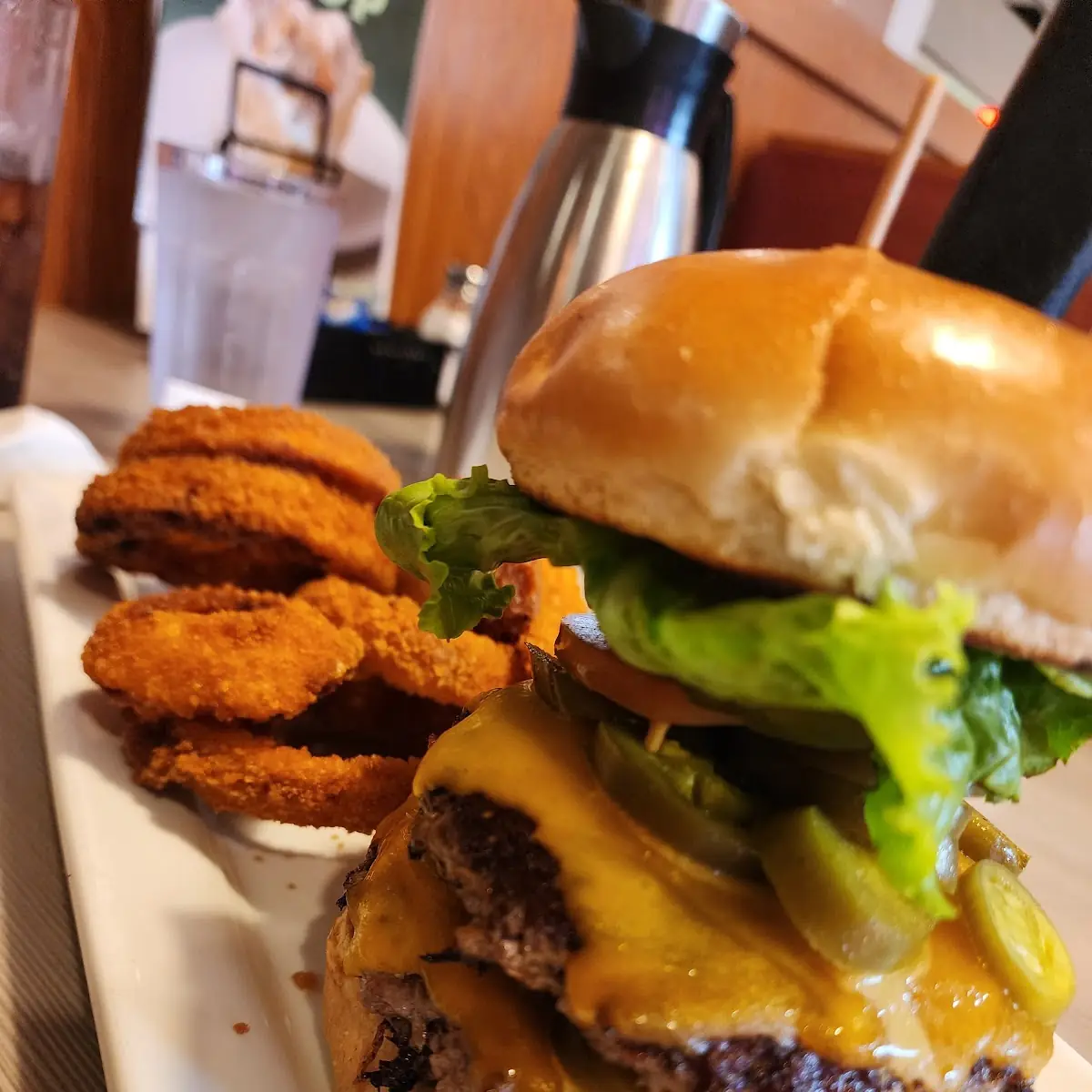 All American Double Cheeseburger w Onion Rings