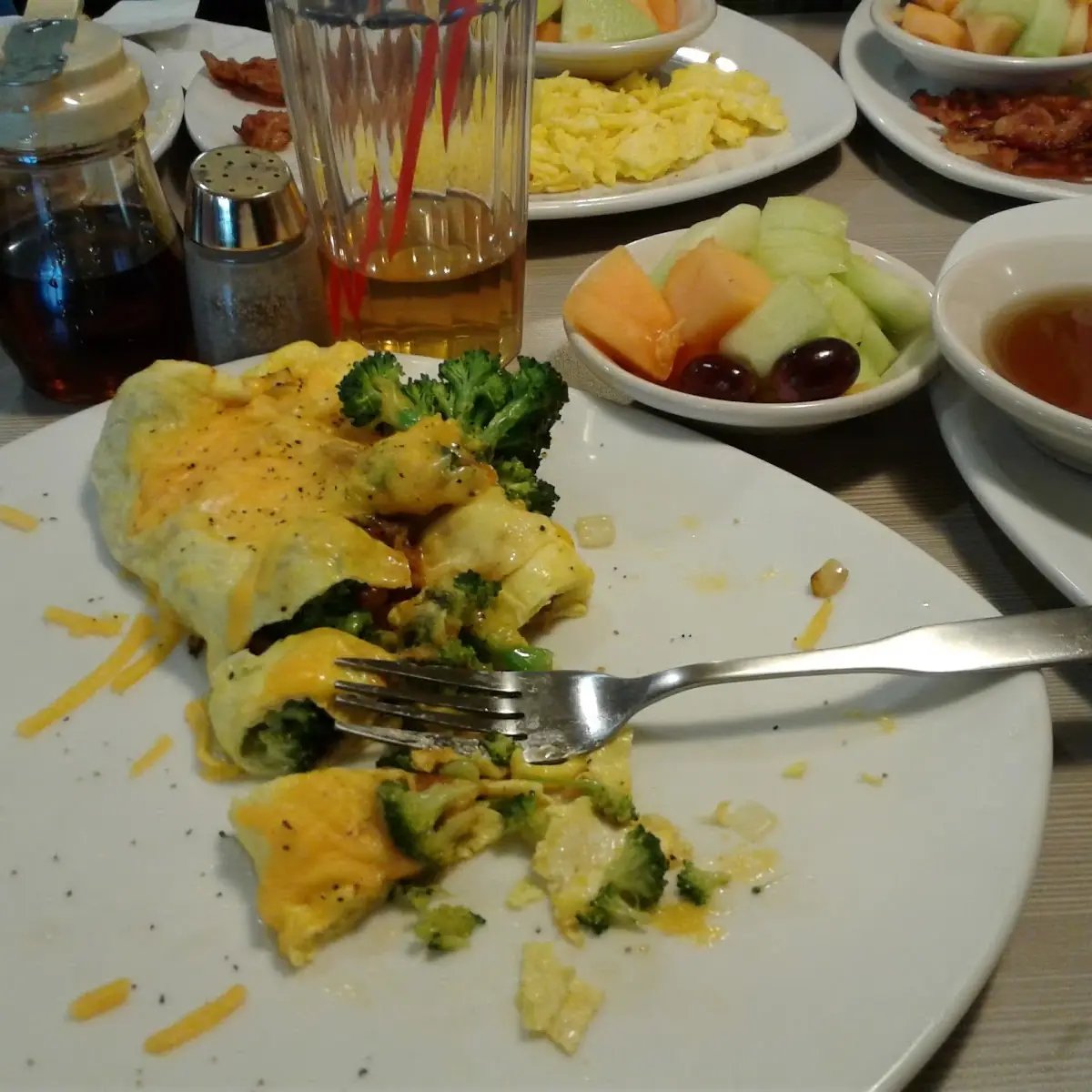 Broccoli Tomato Bacon and Cheese Omelette