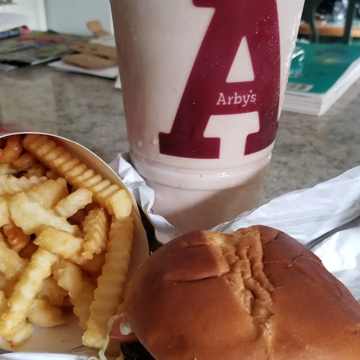 Wagyu Burger Crinkle Fries with Chocolate Shake