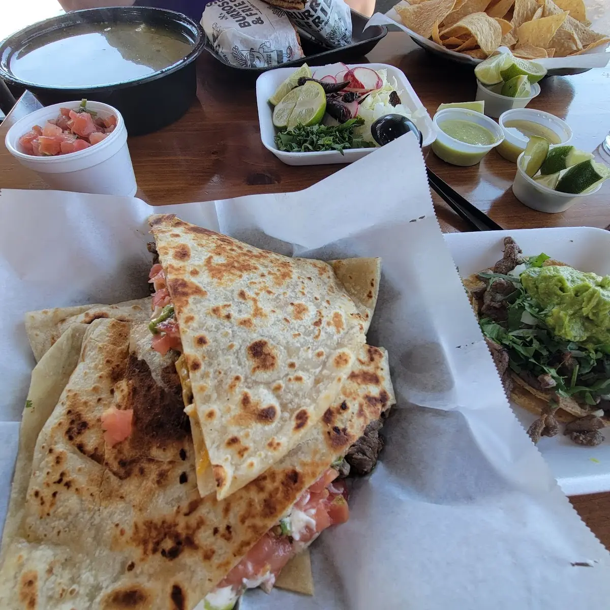 Carne Asada Quesadilla and 1 Crane Asada Taco
