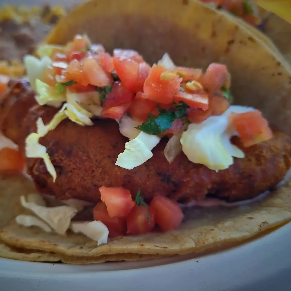 Two Fish Tacos Rice & Beans