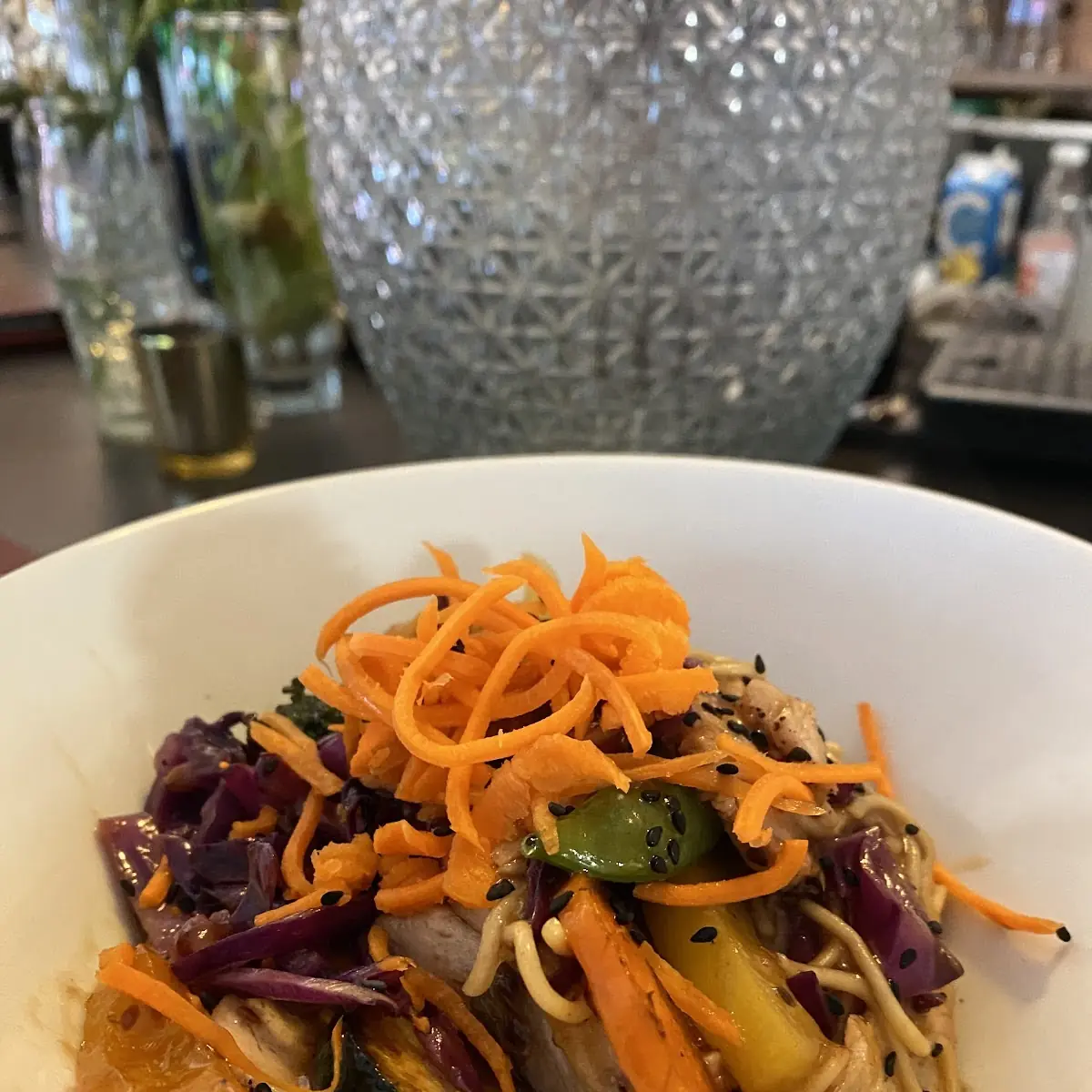 Asian Stir Fried Chicken with Noodle, Artisan Grill
