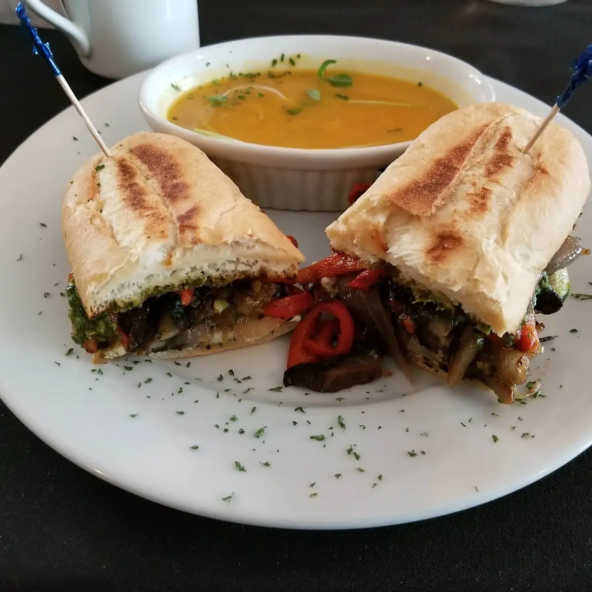 Roasted Veggie and Squash Soup Du Jour, Artisan Grill