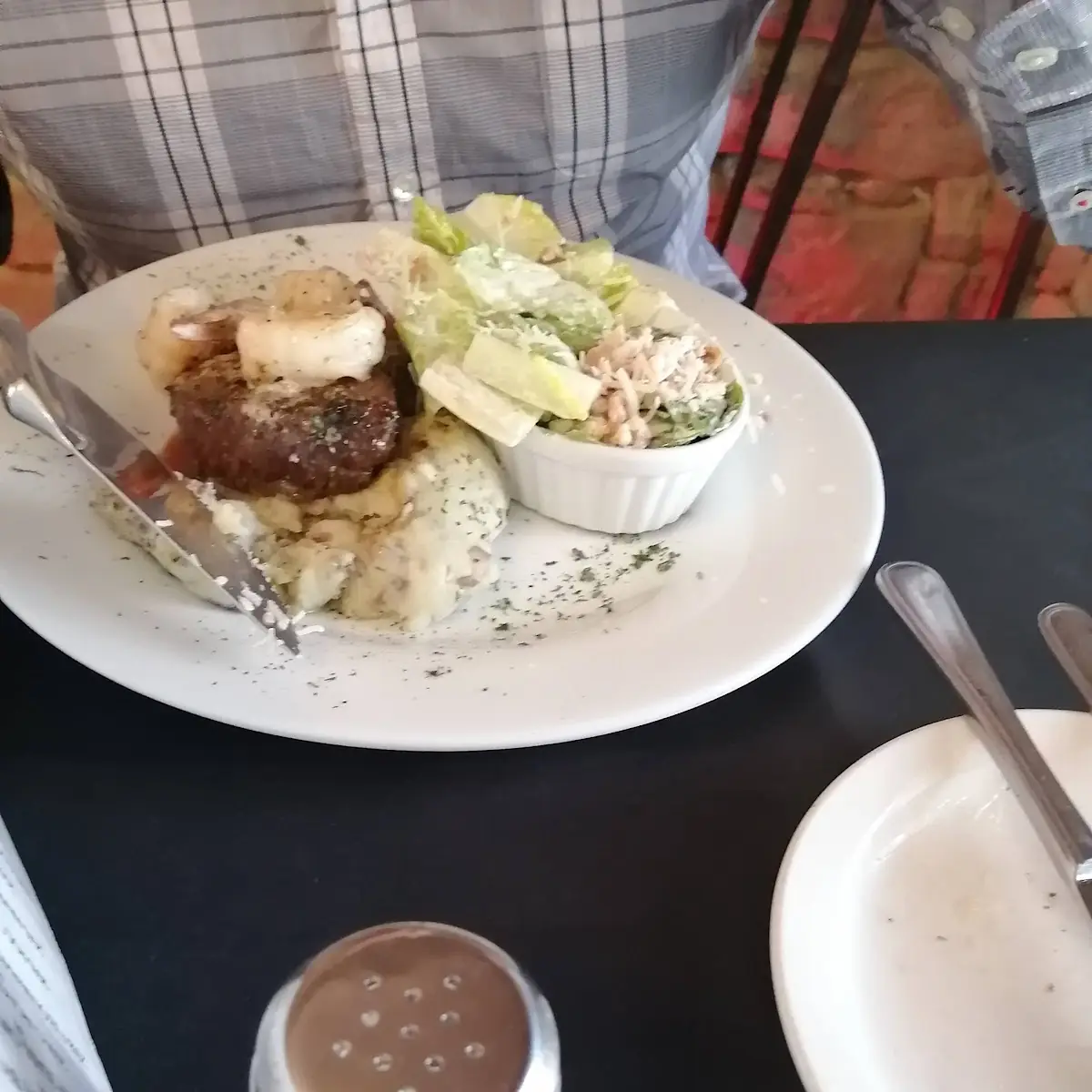 Steak and Prawns with Ceasar Salad, Artisan Grill