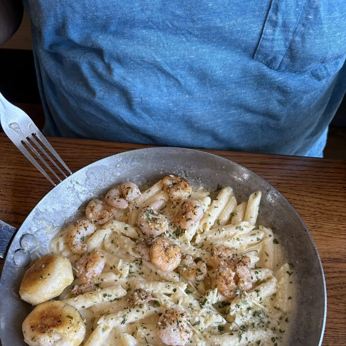 Fried Shrimp Alfredo Pasta